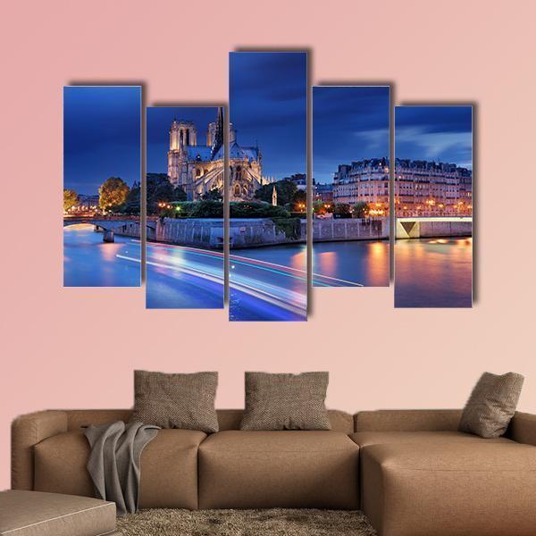 Cathedral Notre Dame De Paris Canvas Wall Art-5 Pop-Gallery Wrap-47" x 32"-Tiaracle