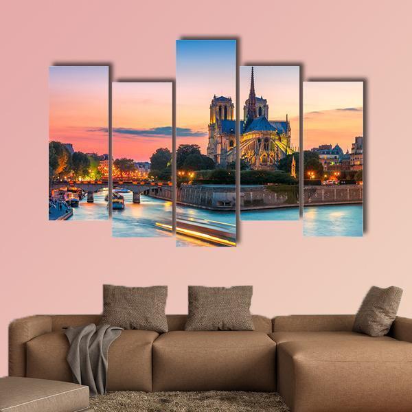 Notre Dame De Paris Canvas Wall Art-5 Pop-Gallery Wrap-47" x 32"-Tiaracle