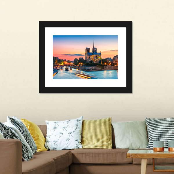 Notre Dame De Paris Canvas Wall Art-3 Horizontal-Gallery Wrap-25" x 16"-Tiaracle