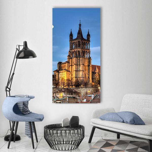 Lausanne Cathedral Vertical Canvas Wall Art-1 Vertical-Gallery Wrap-12" x 24"-Tiaracle