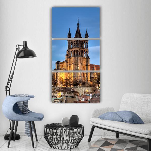 Lausanne Cathedral Vertical Canvas Wall Art-3 Vertical-Gallery Wrap-12" x 25"-Tiaracle