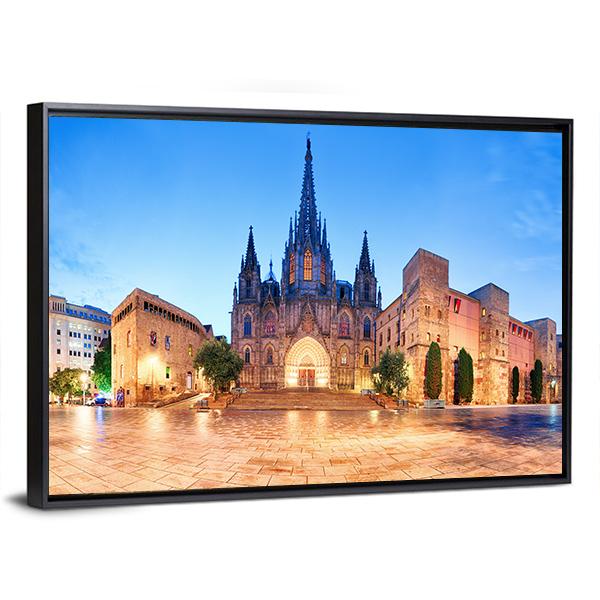 Cathedral Of Barcelona Canvas Wall Art-5 Horizontal-Gallery Wrap-22" x 12"-Tiaracle