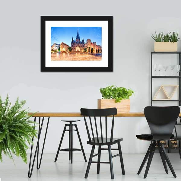 Cathedral Of Barcelona Panoramic Canvas Wall Art-1 Piece-36" x 12"-Tiaracle