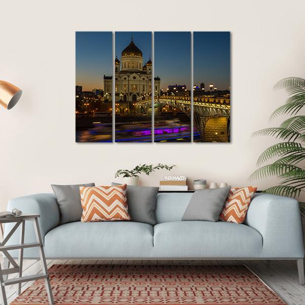 Cathedral Of Christ Moscow Canvas Wall Art-4 Horizontal-Gallery Wrap-34" x 24"-Tiaracle