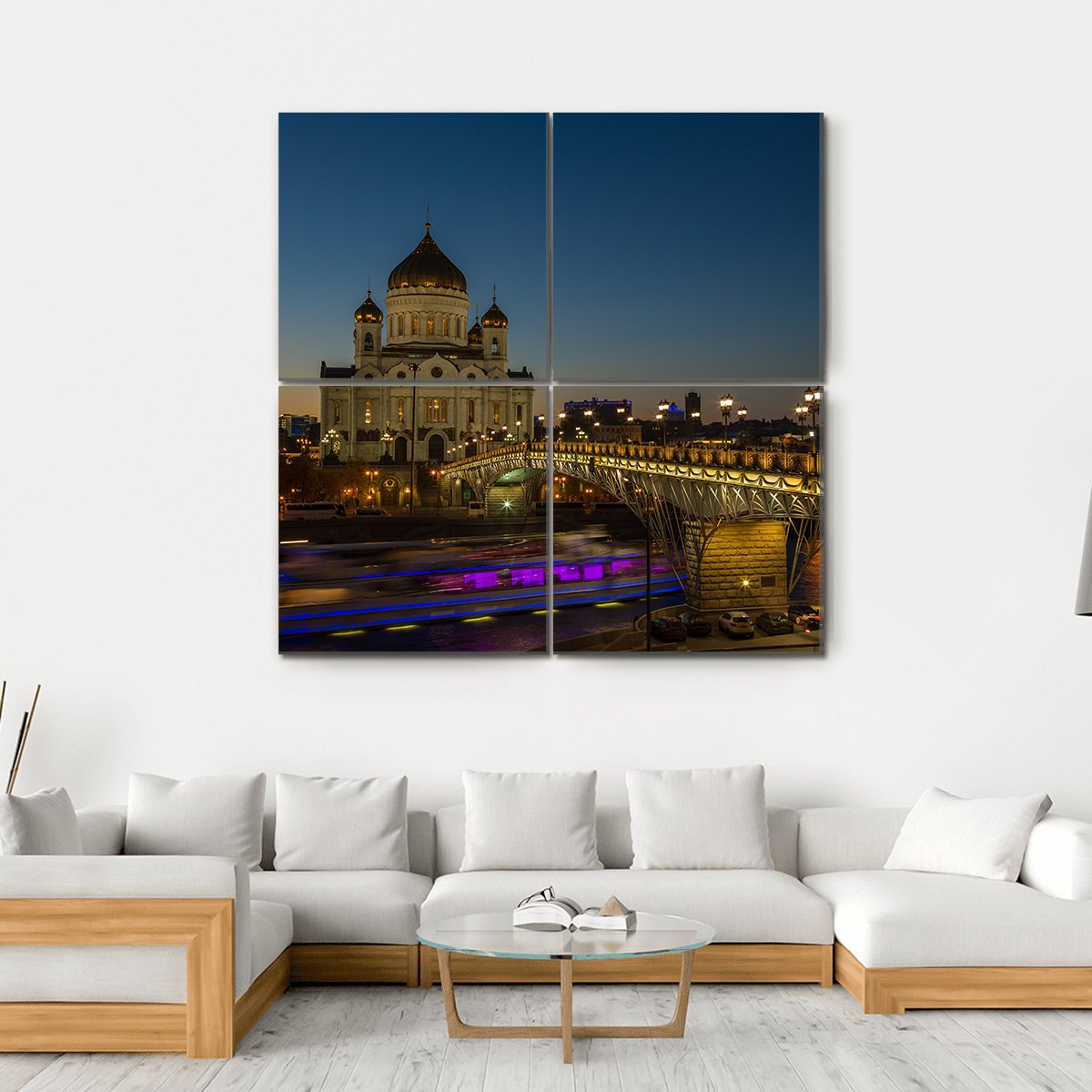 Cathedral Of Christ Moscow Canvas Wall Art-4 Square-Gallery Wrap-17" x 17"-Tiaracle