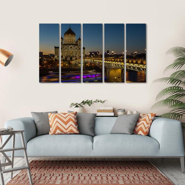 Cathedral Of Christ Moscow Canvas Wall Art-5 Horizontal-Gallery Wrap-22" x 12"-Tiaracle
