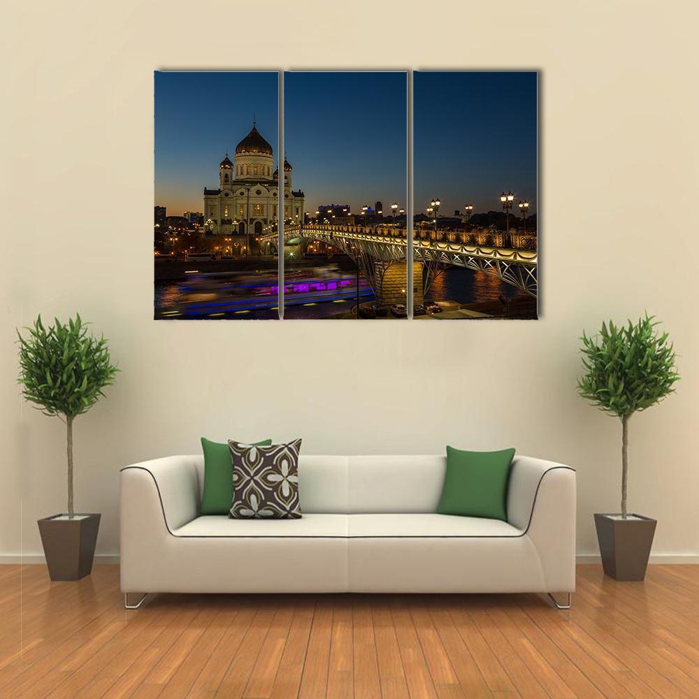 Cathedral Of Christ Moscow Canvas Wall Art-3 Horizontal-Gallery Wrap-37" x 24"-Tiaracle