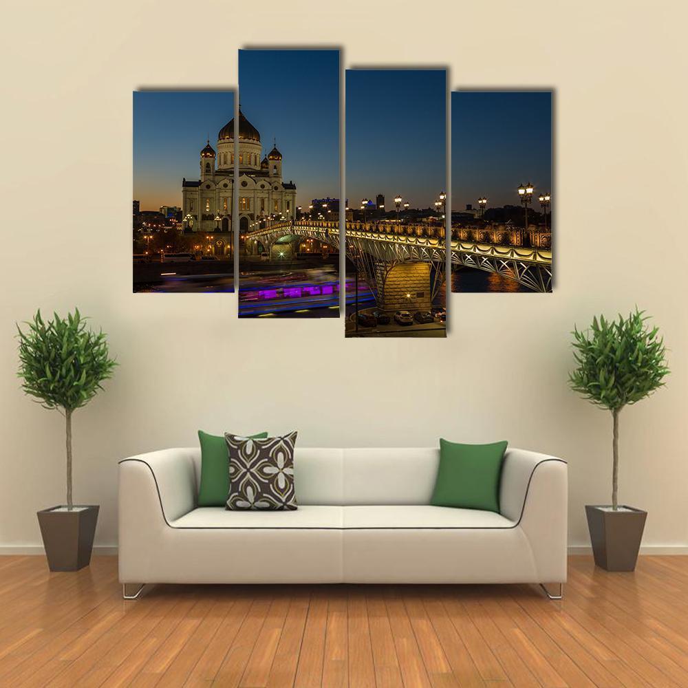 Cathedral Of Christ Moscow Canvas Wall Art-4 Pop-Gallery Wrap-50" x 32"-Tiaracle