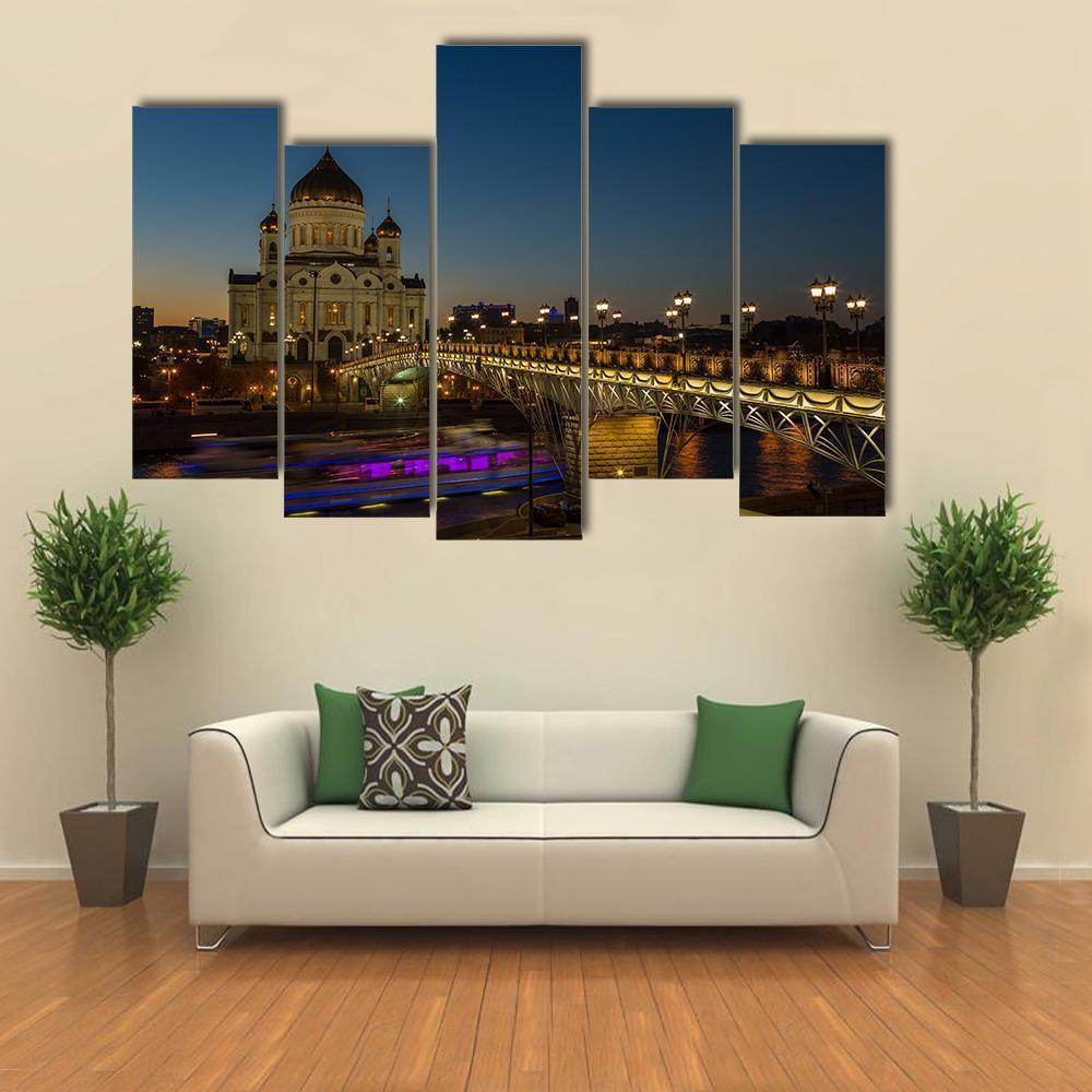 Cathedral Of Christ Moscow Canvas Wall Art-5 Pop-Gallery Wrap-47" x 32"-Tiaracle