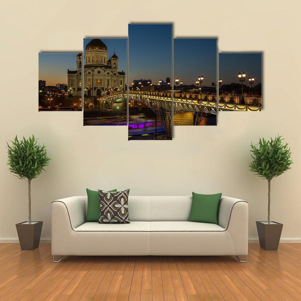 Cathedral Of Christ Moscow Canvas Wall Art-5 Star-Gallery Wrap-62" x 32"-Tiaracle