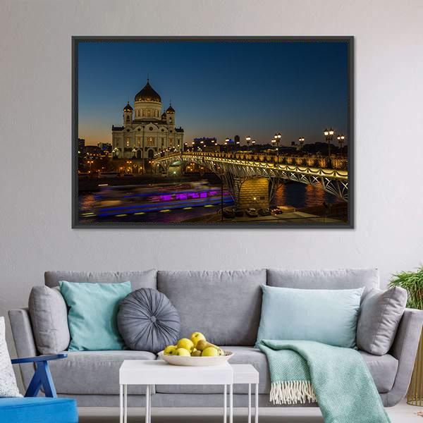 Cathedral Of Christ Moscow Canvas Wall Art-1 Piece-Floating Frame-24" x 16"-Tiaracle