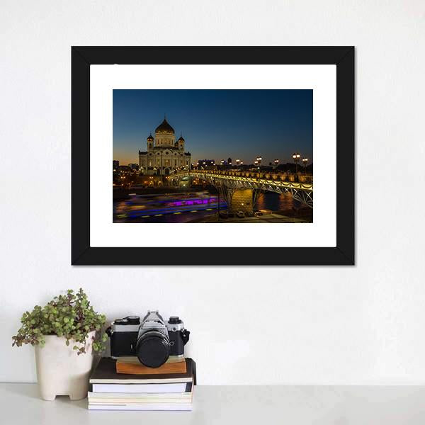Cathedral Of Christ Moscow Canvas Wall Art-1 Piece-Framed Print-20" x 16"-Tiaracle