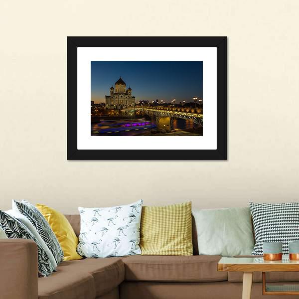 Cathedral Of Christ Moscow Canvas Wall Art-3 Horizontal-Gallery Wrap-25" x 16"-Tiaracle