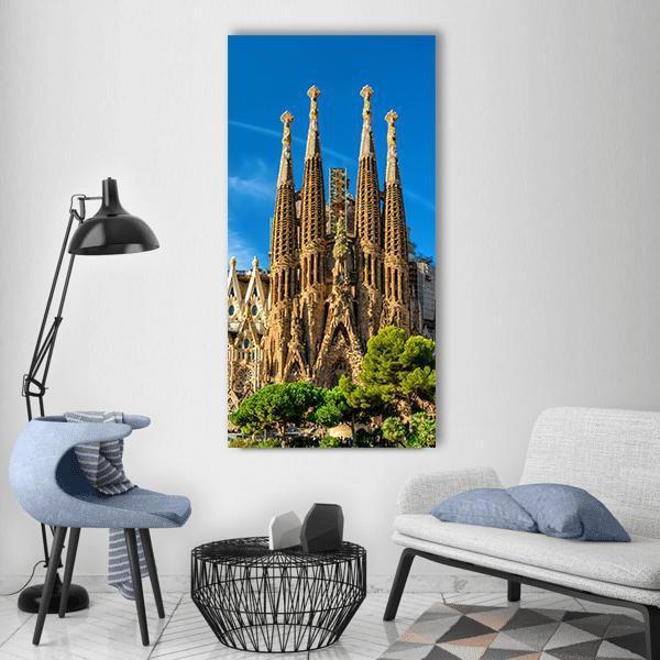 La Sagrada Familia Vertical Canvas Wall Art-3 Vertical-Gallery Wrap-12" x 25"-Tiaracle