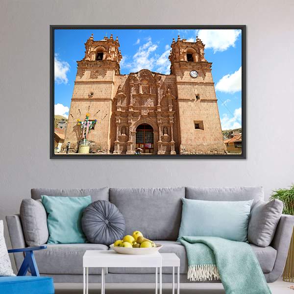 Cathedral Of Puno Peru Canvas Wall Art-1 Piece-Floating Frame-24" x 16"-Tiaracle