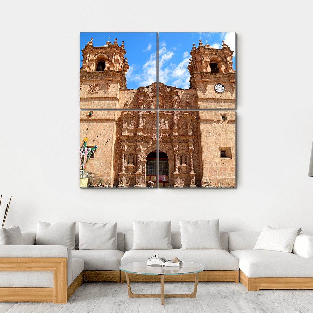 Cathedral Of Puno Peru Canvas Wall Art-4 Square-Gallery Wrap-17" x 17"-Tiaracle