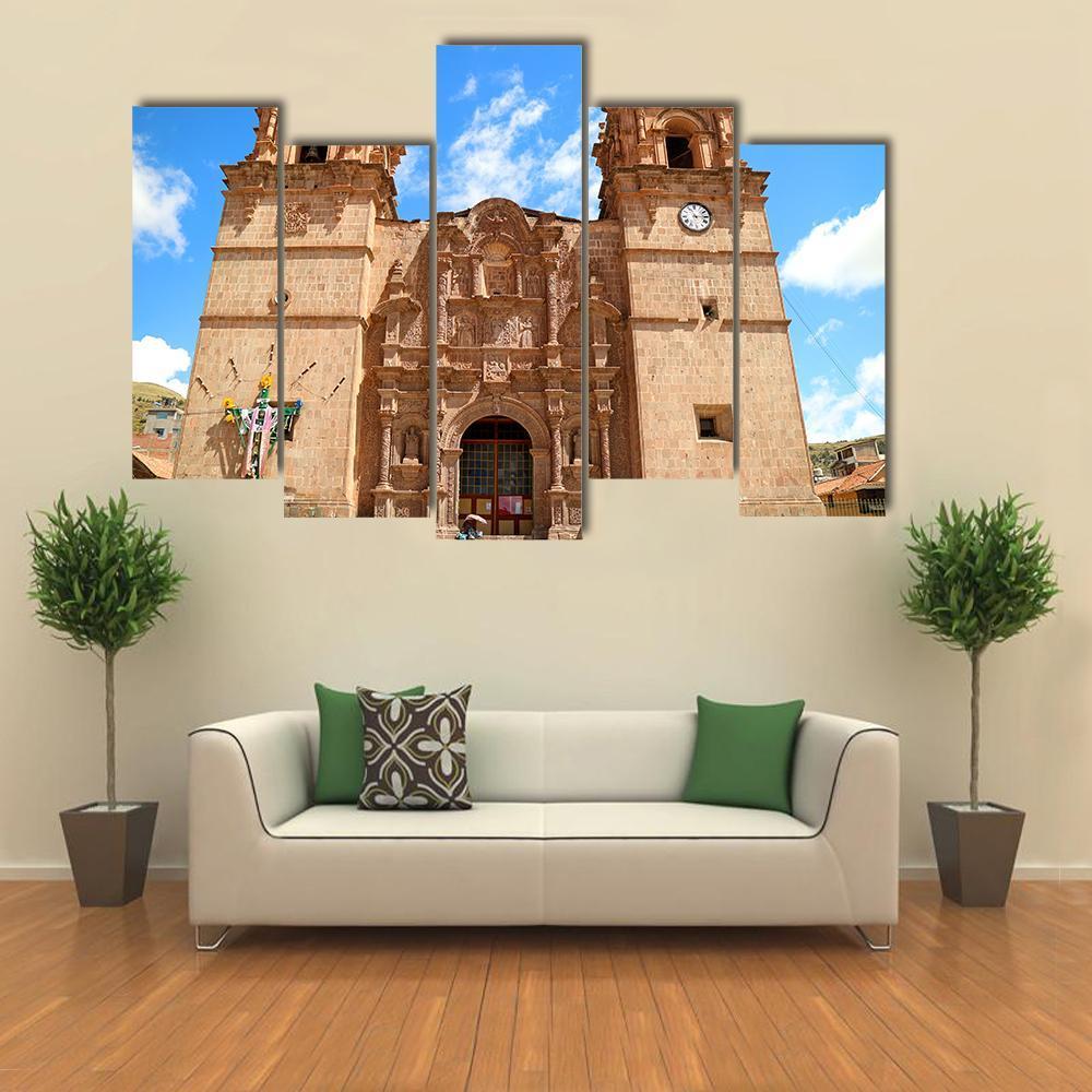 Cathedral Of Puno Peru Canvas Wall Art-5 Pop-Gallery Wrap-47" x 32"-Tiaracle