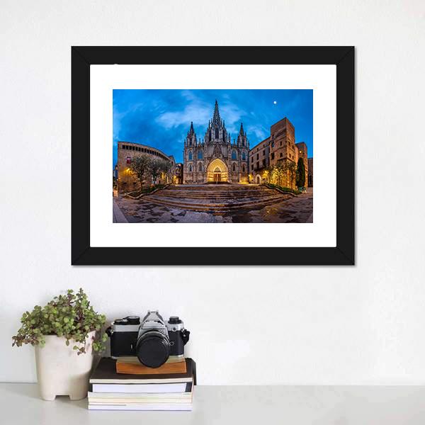 Cathedral Of Saint Eulalia Canvas Wall Art-1 Piece-Framed Print-30" x 20"-Tiaracle