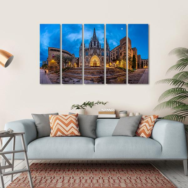 Cathedral Of Saint Eulalia Canvas Wall Art-5 Horizontal-Gallery Wrap-22" x 12"-Tiaracle