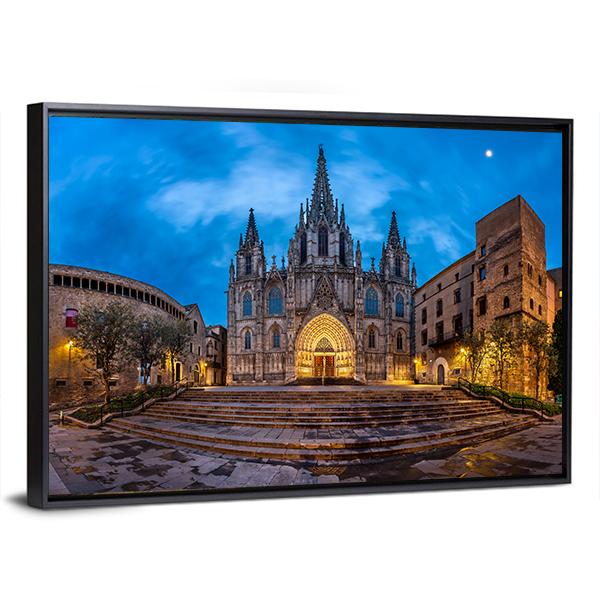 Cathedral Of Saint Eulalia Canvas Wall Art-3 Horizontal-Gallery Wrap-25" x 16"-Tiaracle