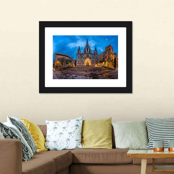 Cathedral Of Saint Eulalia Canvas Wall Art-3 Horizontal-Gallery Wrap-25" x 16"-Tiaracle