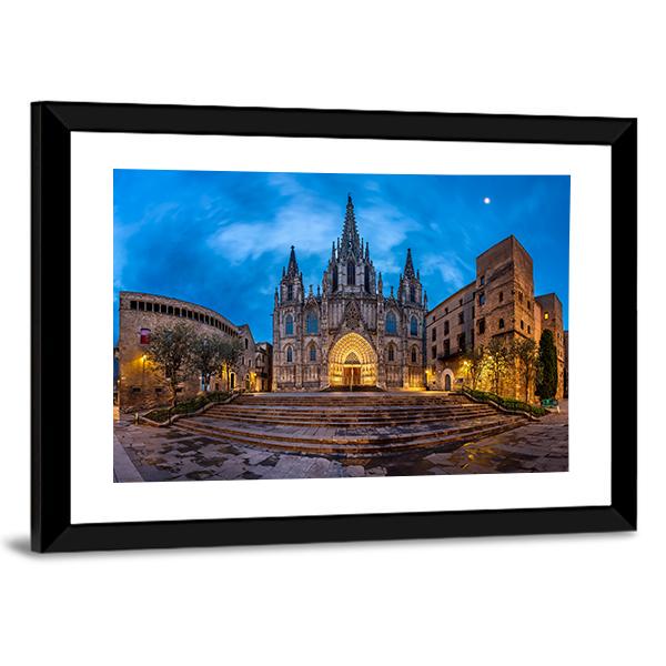 Cathedral Of Saint Eulalia Panoramic Canvas Wall Art-1 Piece-36" x 12"-Tiaracle