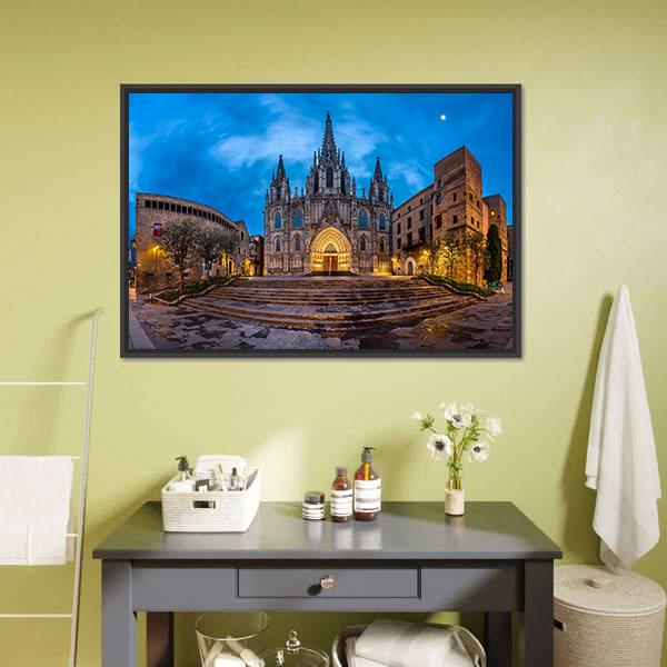 Cathedral Of Saint Eulalia Panoramic Canvas Wall Art-1 Piece-36" x 12"-Tiaracle