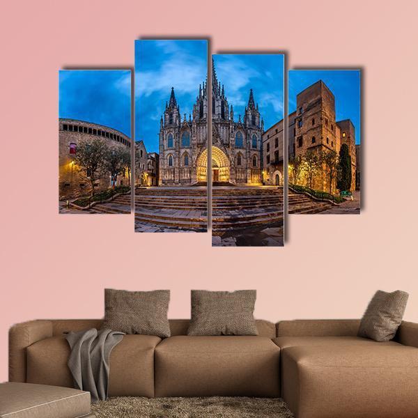 Cathedral Of Saint Eulalia Canvas Wall Art-4 Pop-Gallery Wrap-50" x 32"-Tiaracle