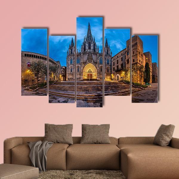 Cathedral Of Saint Eulalia Canvas Wall Art-5 Pop-Gallery Wrap-47" x 32"-Tiaracle
