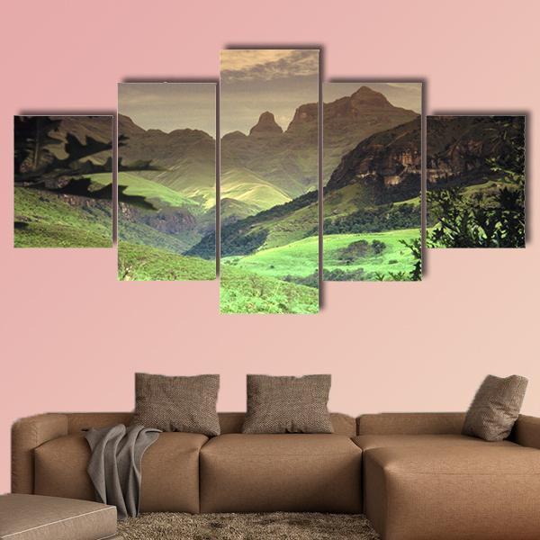 Cathedral Peak Mountain Canvas Wall Art-5 Star-Gallery Wrap-62" x 32"-Tiaracle
