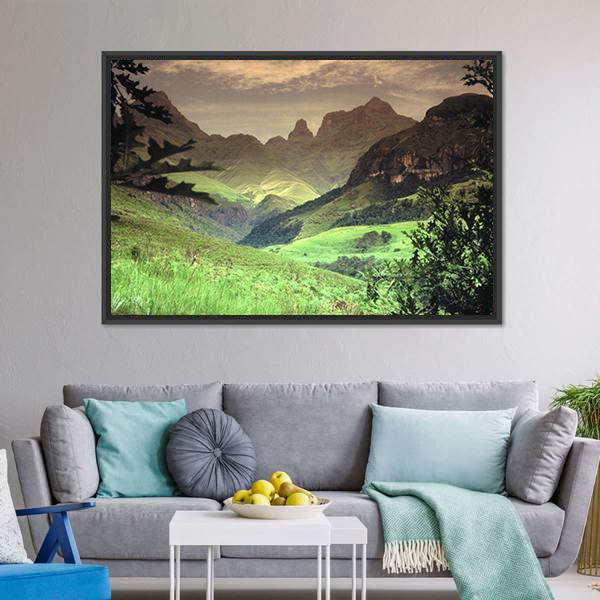 Cathedral Peak Mountain Canvas Wall Art-1 Piece-Floating Frame-24" x 16"-Tiaracle