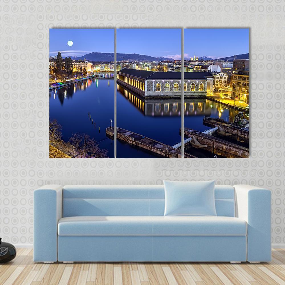 Cathedral Tower & Rhone River Canvas Wall Art-3 Horizontal-Gallery Wrap-37" x 24"-Tiaracle