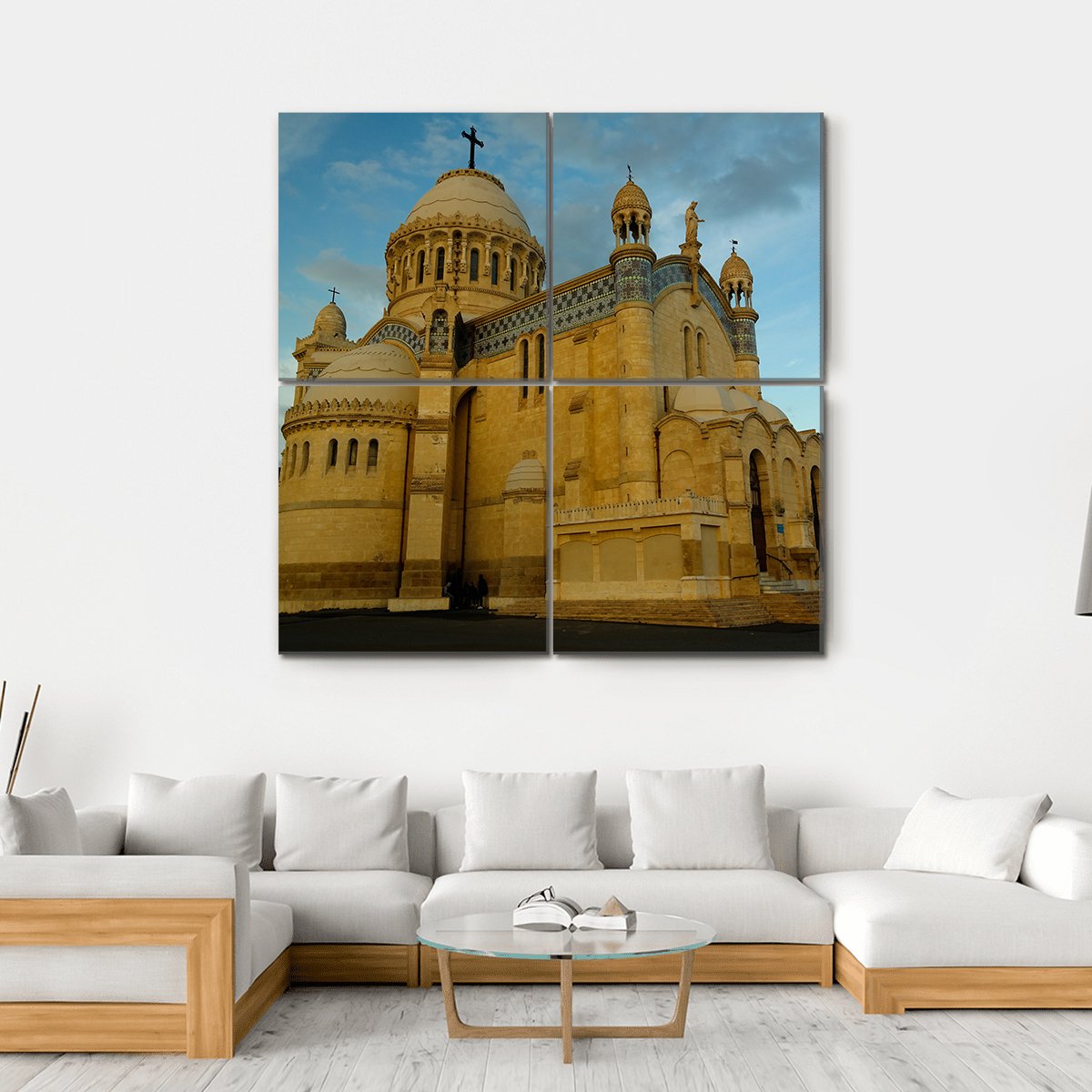 Cathedrale Notre Dame d'Afrique Canvas Wall Art-4 Square-Gallery Wrap-17" x 17"-Tiaracle