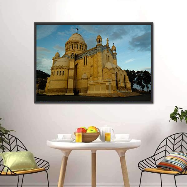 Cathedrale Notre Dame d'Afrique Canvas Wall Art-1 Piece-Floating Frame-24" x 16"-Tiaracle