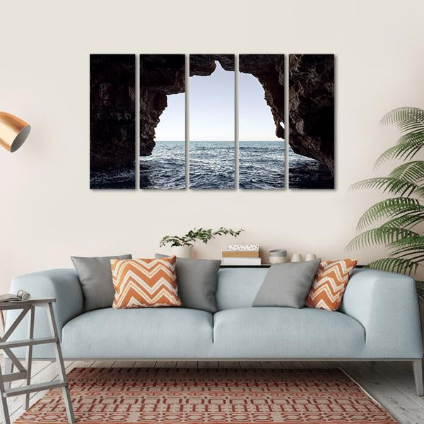 Cave In Moraig Beach Canvas Wall Art-5 Horizontal-Gallery Wrap-22" x 12"-Tiaracle