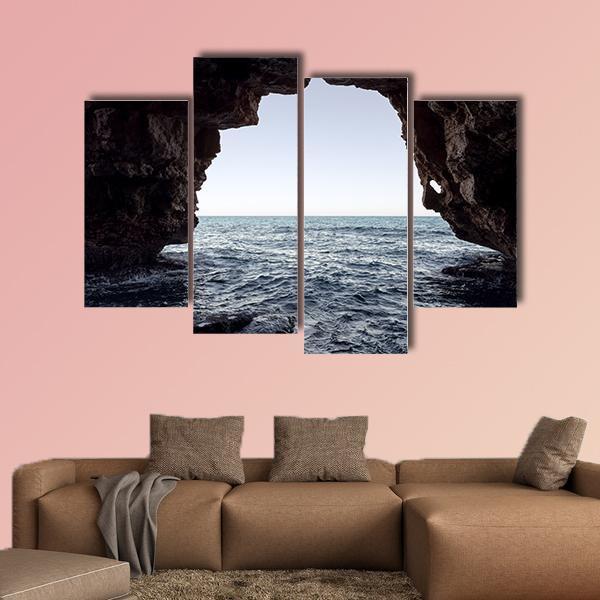 Cave In Moraig Beach Canvas Wall Art-4 Pop-Gallery Wrap-50" x 32"-Tiaracle
