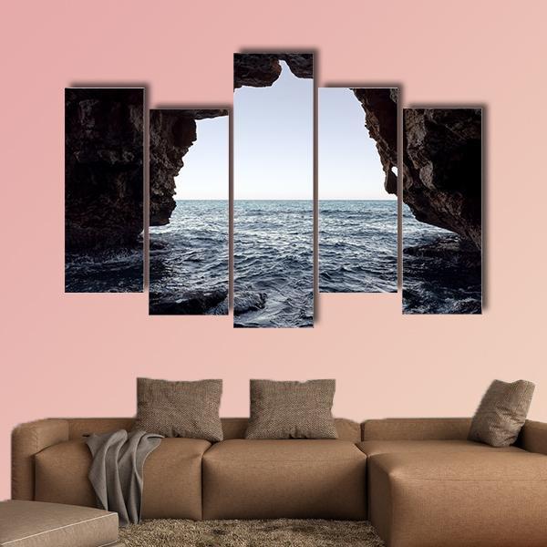Cave In Moraig Beach Canvas Wall Art-5 Pop-Gallery Wrap-47" x 32"-Tiaracle