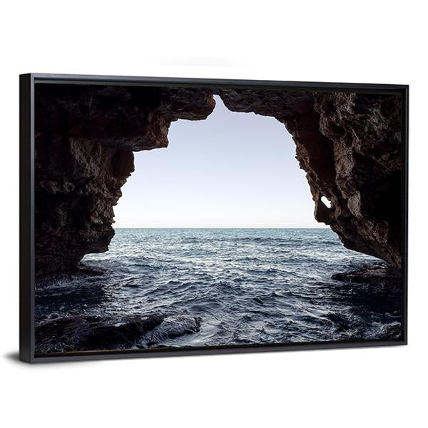 Cave In Moraig Beach Canvas Wall Art-3 Horizontal-Gallery Wrap-25" x 16"-Tiaracle