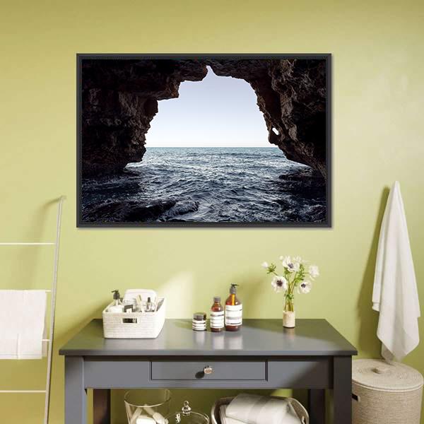 Cave In Moraig Beach Canvas Wall Art-3 Horizontal-Gallery Wrap-25" x 16"-Tiaracle