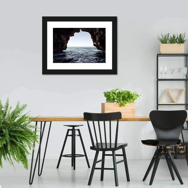 Cave In Moraig Beach Canvas Wall Art-3 Horizontal-Gallery Wrap-25" x 16"-Tiaracle