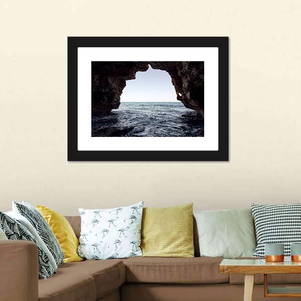 Cave In Moraig Beach Canvas Wall Art-3 Horizontal-Gallery Wrap-25" x 16"-Tiaracle