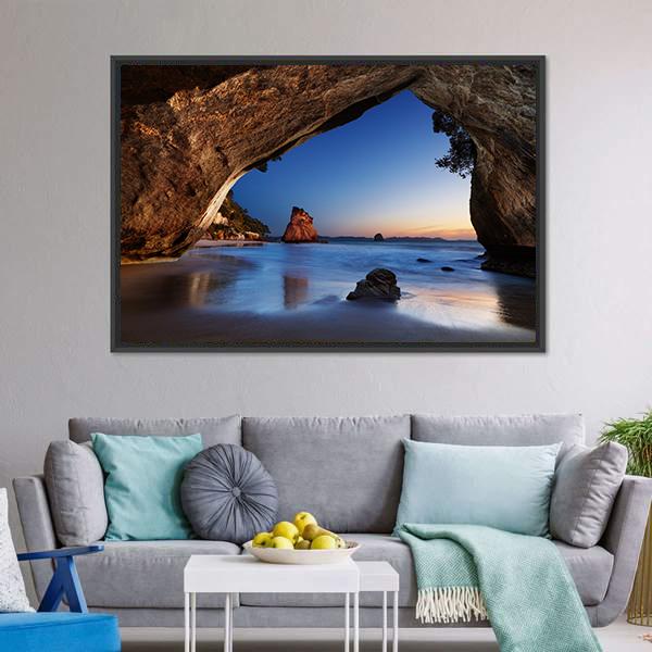 Cave In New Zealand Canvas Wall Art-1 Piece-Floating Frame-24" x 16"-Tiaracle