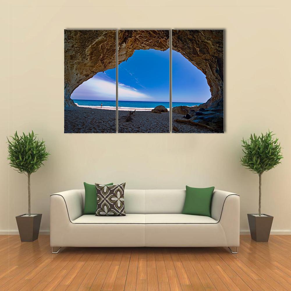 Cave Paradise &amp; Sea Canvas Wall Art-3 Horizontal-Gallery Wrap-37" x 24"-Tiaracle