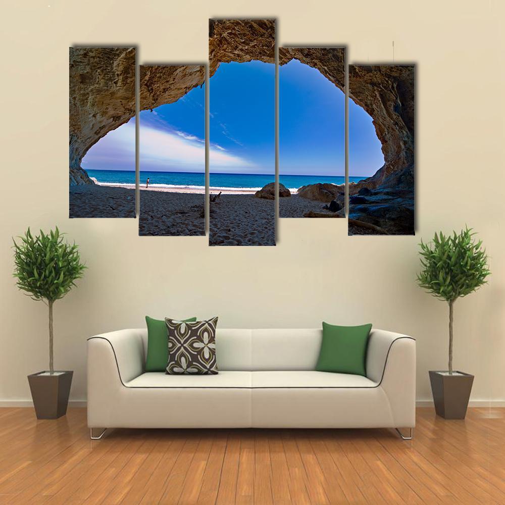 Cave Paradise & Sea Canvas Wall Art-5 Pop-Gallery Wrap-47" x 32"-Tiaracle