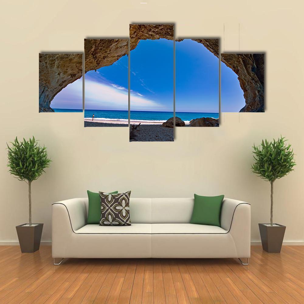 Cave Paradise & Sea Canvas Wall Art-5 Star-Gallery Wrap-62" x 32"-Tiaracle