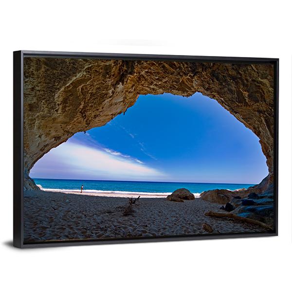 Cave Paradise &amp; Sea Canvas Wall Art-3 Horizontal-Gallery Wrap-25" x 16"-Tiaracle