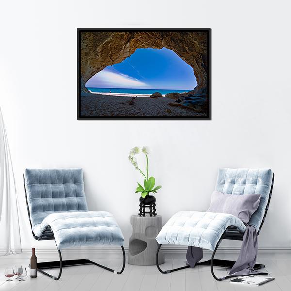 Cave Paradise & Sea Canvas Wall Art-3 Horizontal-Gallery Wrap-25" x 16"-Tiaracle