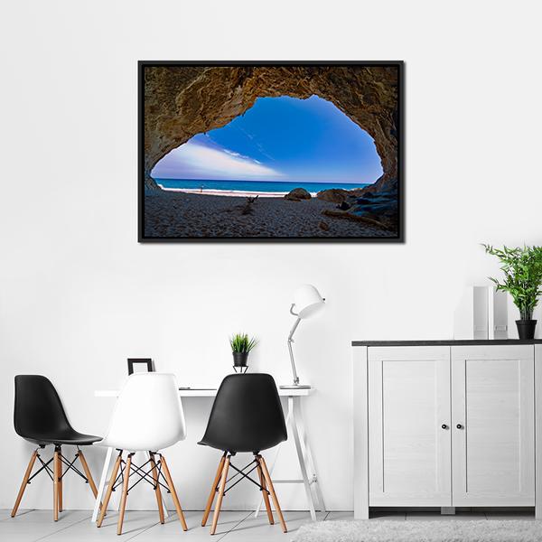 Cave Paradise & Sea Canvas Wall Art-3 Horizontal-Gallery Wrap-25" x 16"-Tiaracle