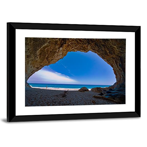 Cave Paradise &amp; Sea Canvas Wall Art-3 Horizontal-Gallery Wrap-25" x 16"-Tiaracle