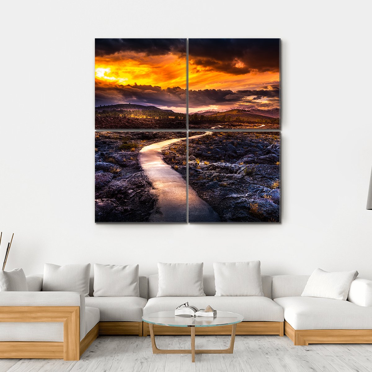 Caves Trail At Sunset Canvas Wall Art-4 Square-Gallery Wrap-17" x 17"-Tiaracle